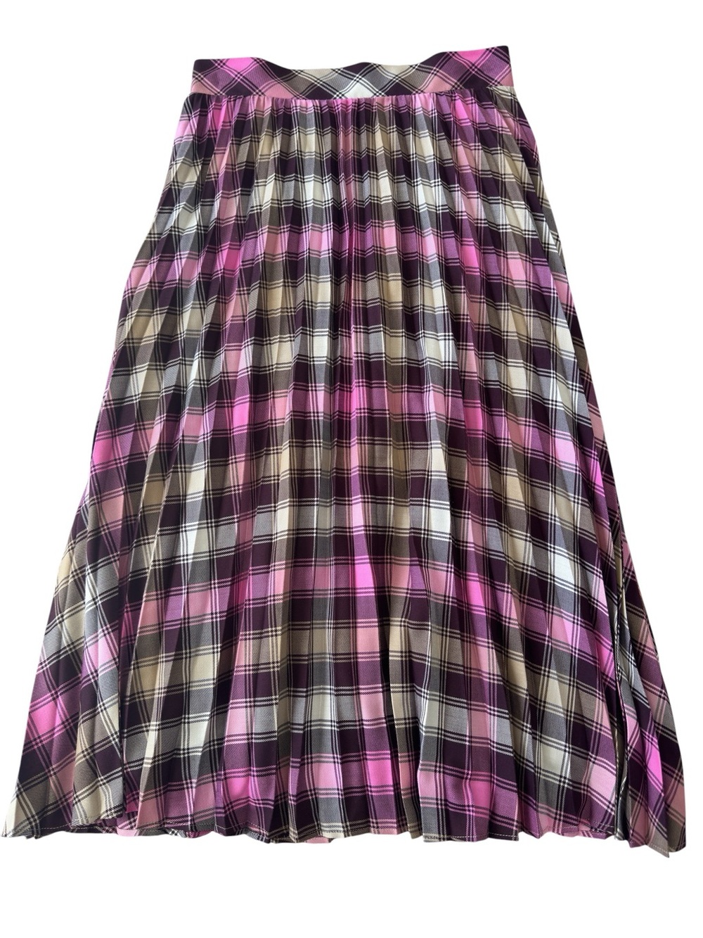 Ann Taylor A-Line Plaid Pleated Lined Midi Skirt Size 00